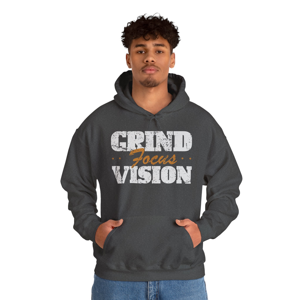 Gold Color Grind Focus Vision Hoodie — Motivational Gym & Hustle Pullover