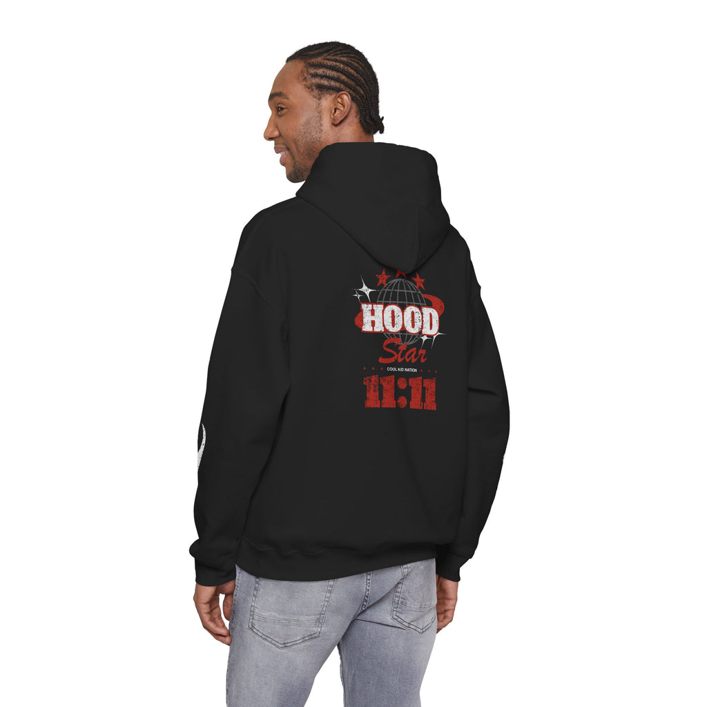 Hood Star Hoodie — Retro Globe Graphic Pullover