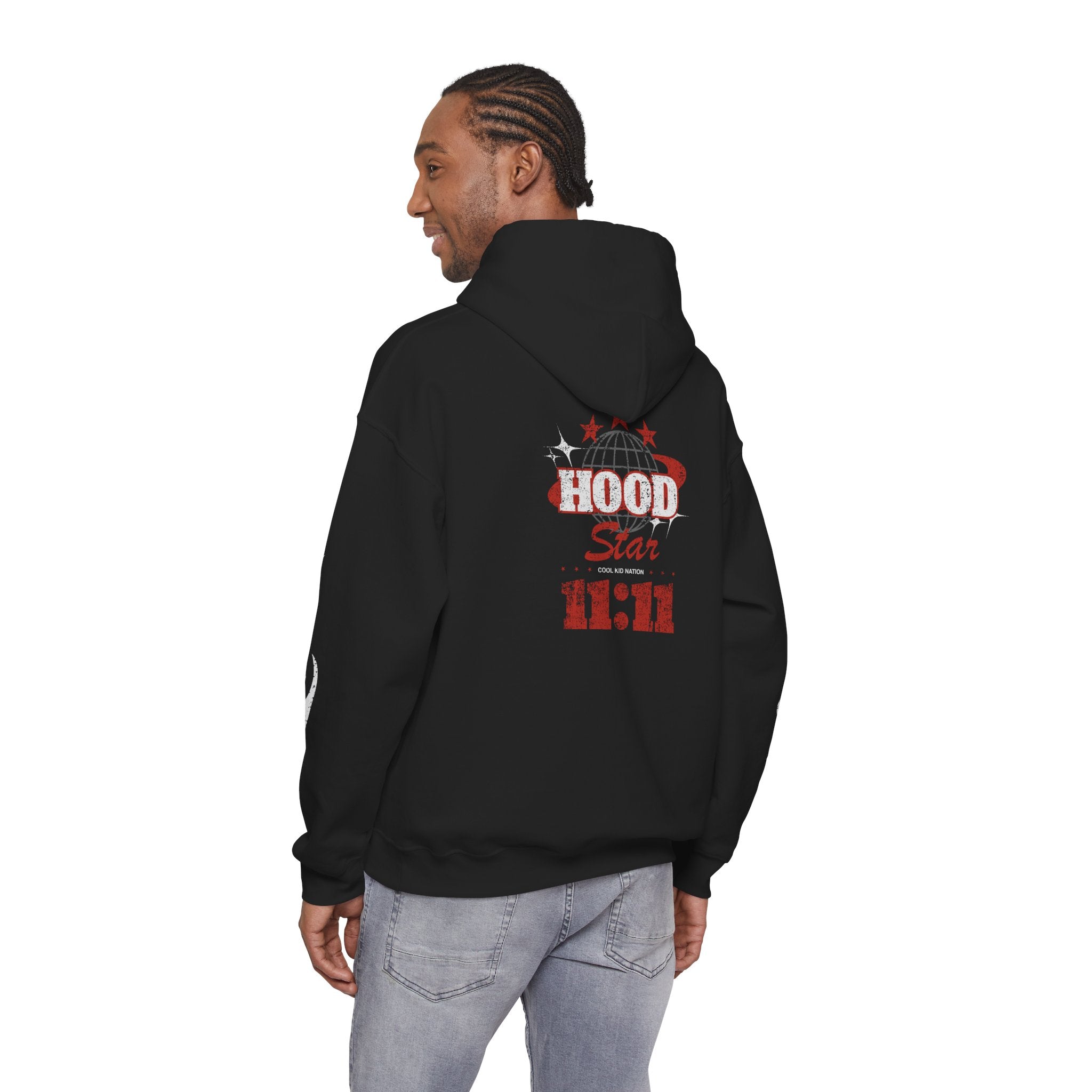 Hood Star Hoodie — Retro Globe Graphic Pullover