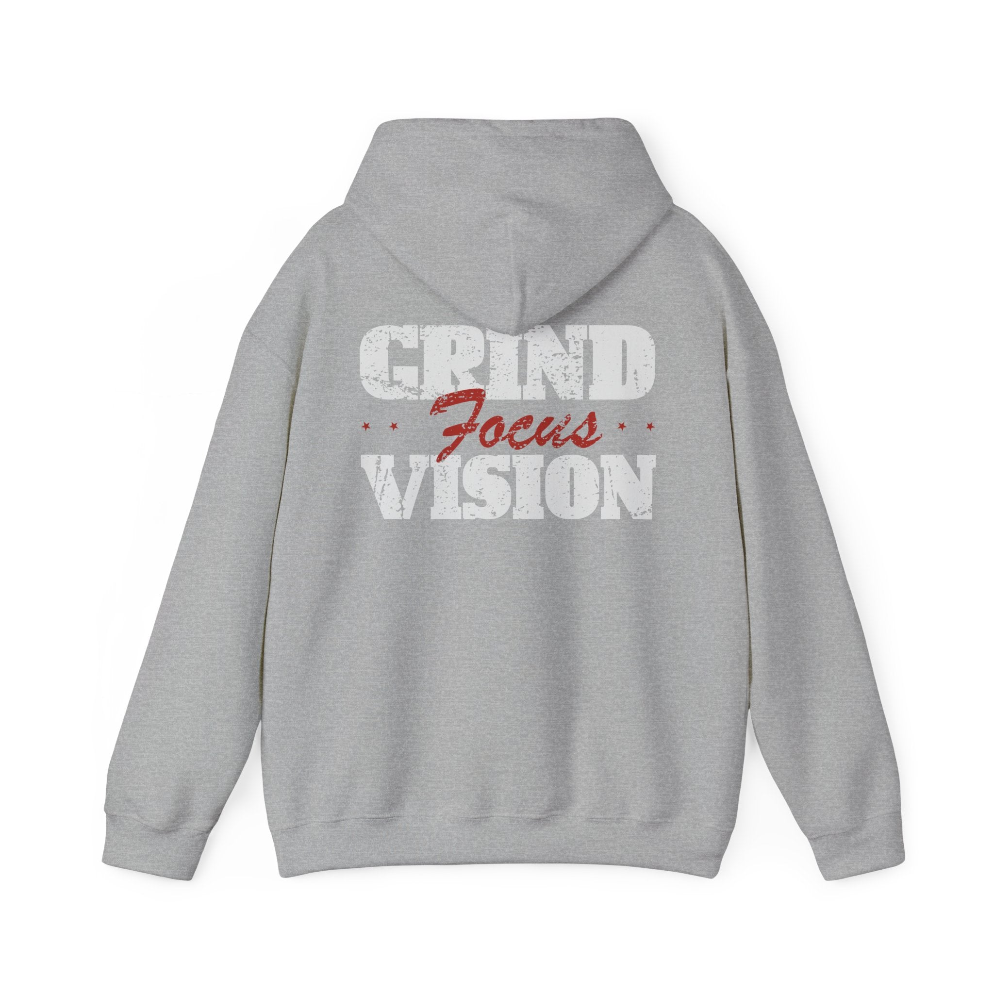 Red Grind Focus Vision Hoodie — Motivational Workout & Streetwear Pullover