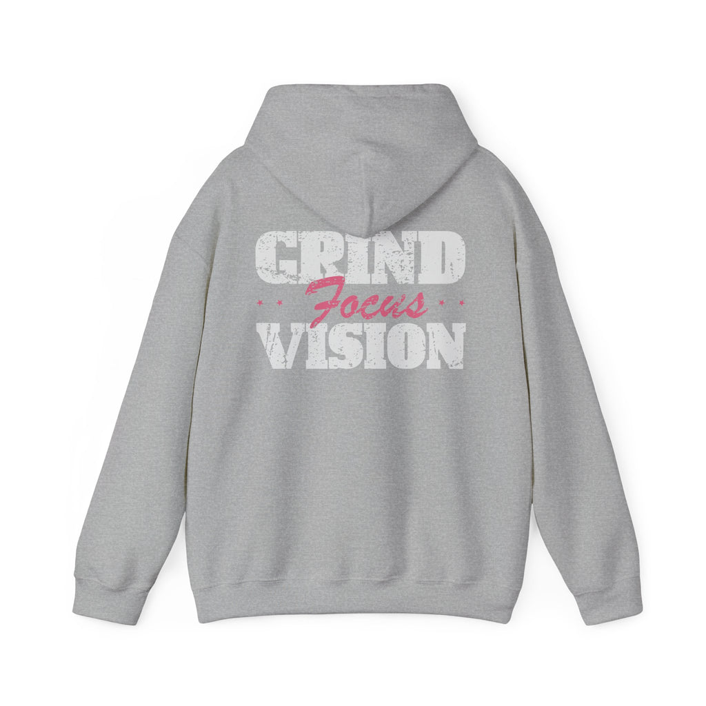 Pink Grind Focus Vision Hoodie — Motivational Gym & Hustle Pullover