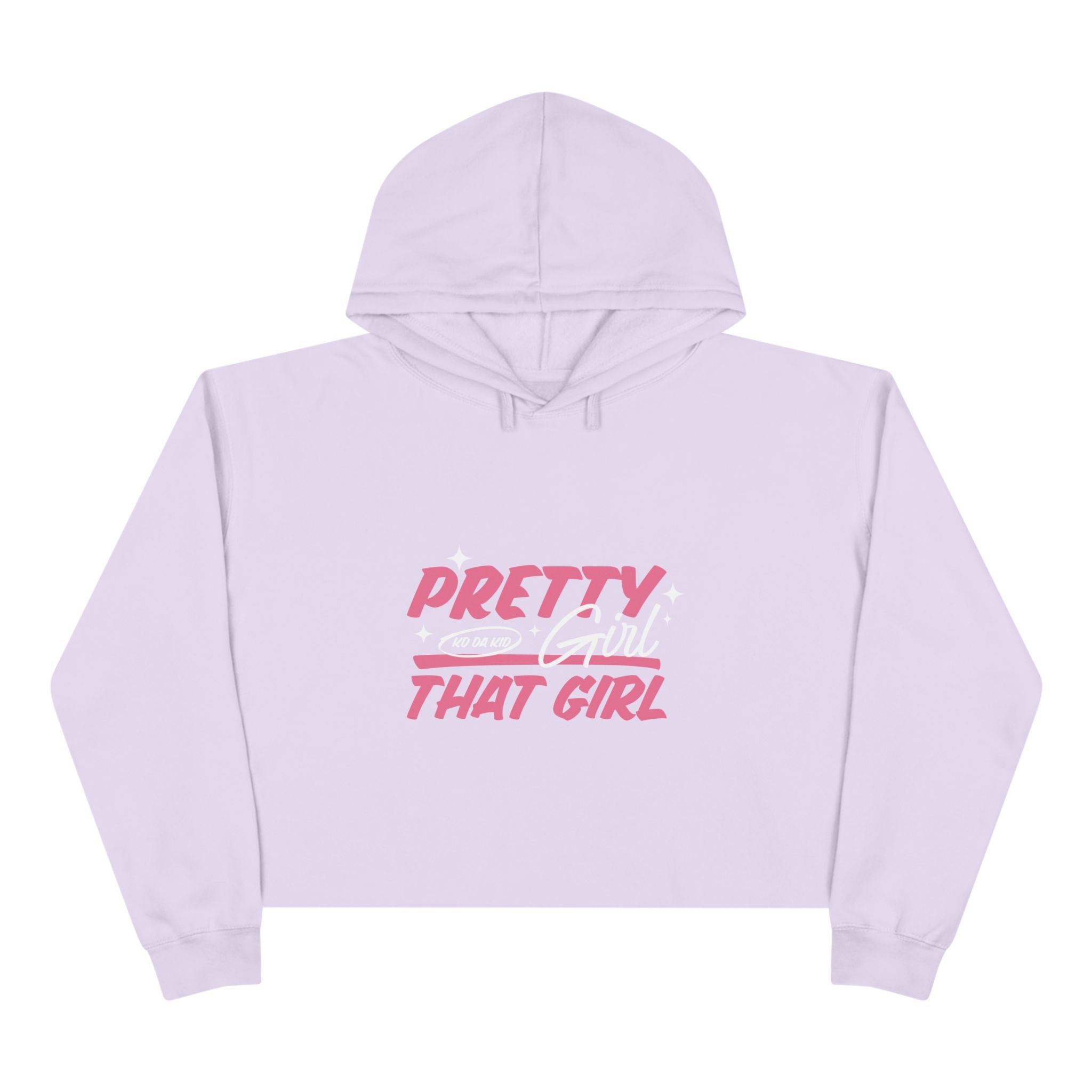 Pretty Girl That Girl Crop Hoodie — Pink Retro Graphic Crop Sweatshirt