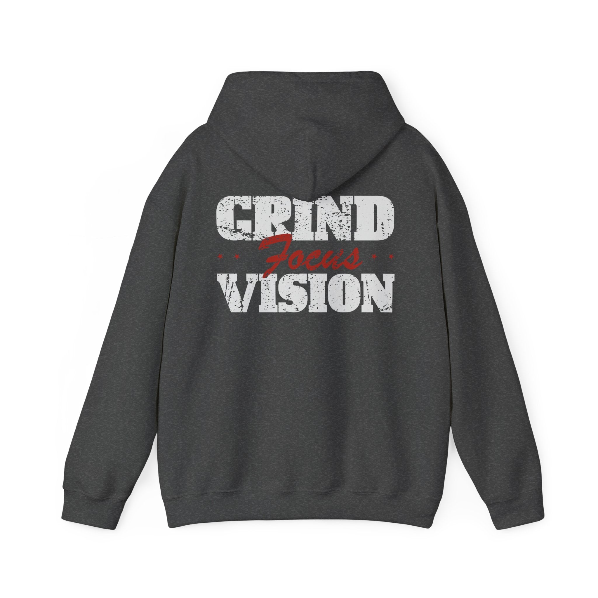 Red Grind Focus Vision Hoodie — Motivational Workout & Streetwear Pullover