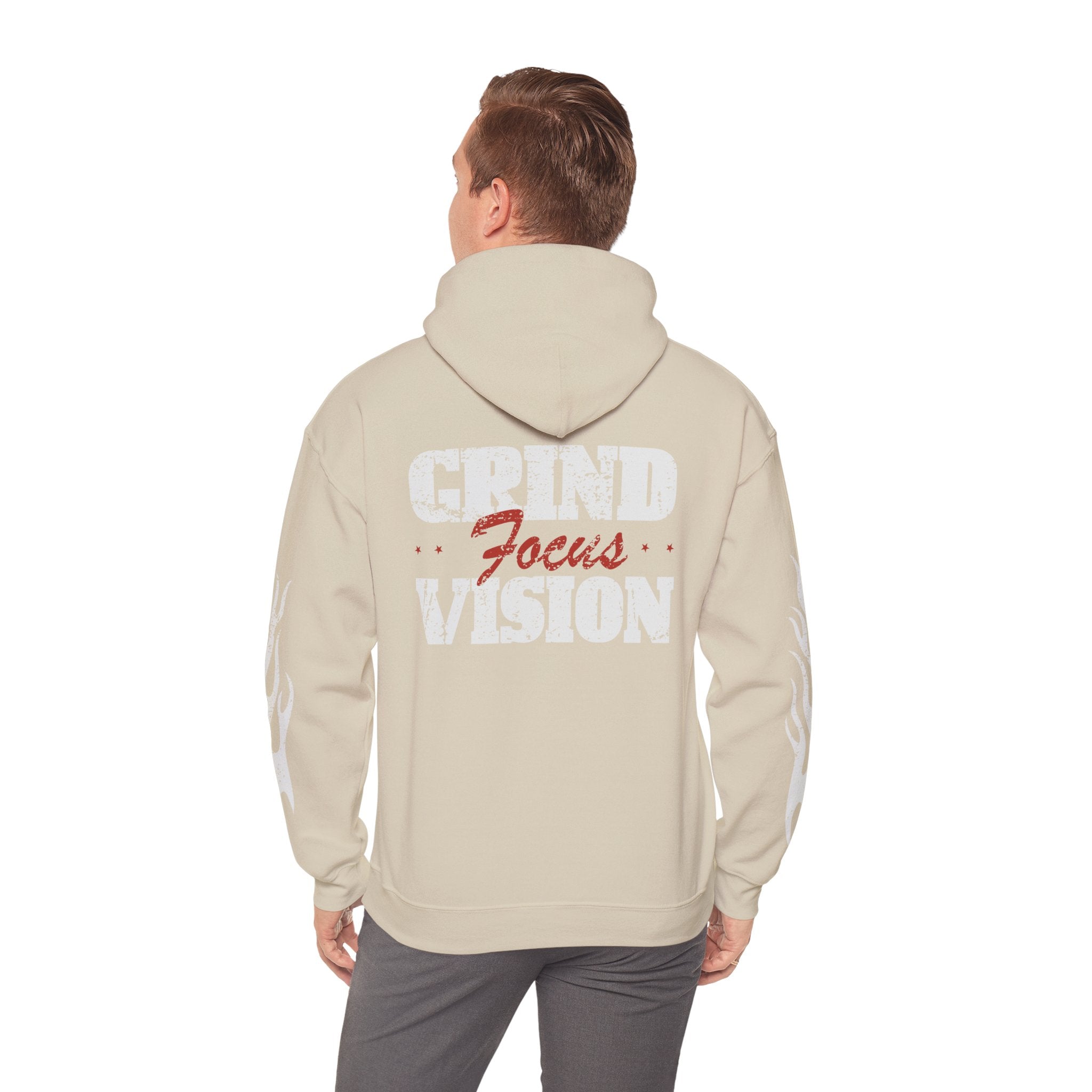 Hoodie — 'Hood Star' Flame Sleeve Hoodie | Grind Focus Vision Graphic Pullover