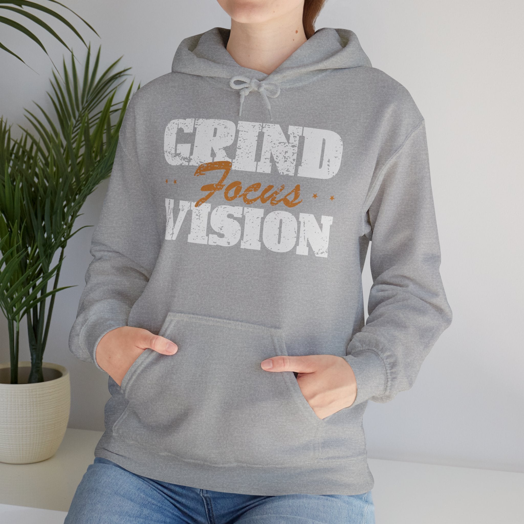 Gold Color Grind Focus Vision Hoodie — Motivational Gym & Hustle Pullover