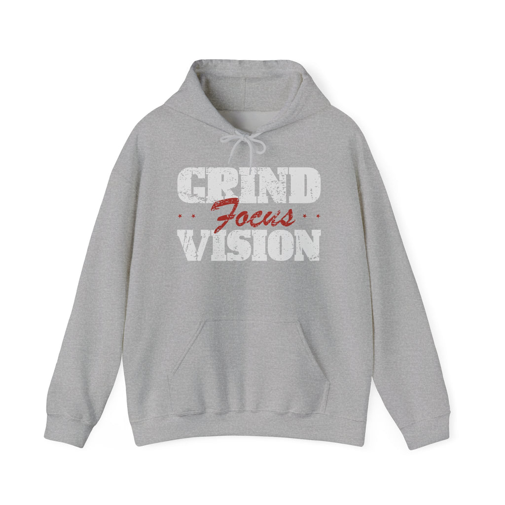 Red Grind Focus Vision Hoodie — Motivational Workout & Streetwear Pullover
