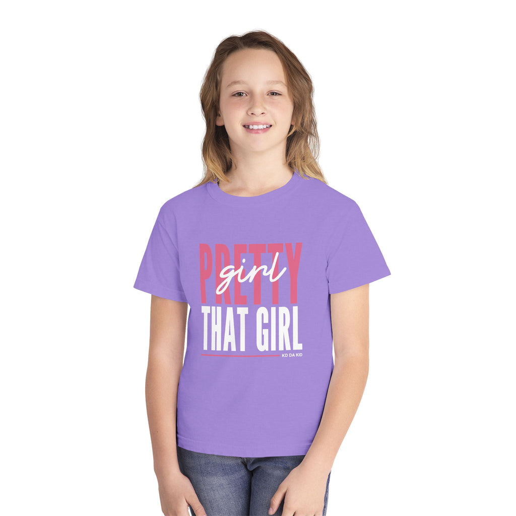 Pretty Girl That Girl Youth Tee - Pastel Yellow Motivational Graphic Shirt