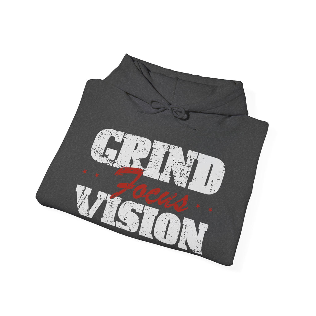 Red Grind Focus Vision Hoodie — Motivational Workout & Streetwear Pullover