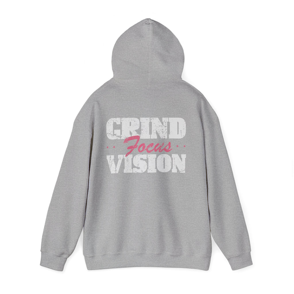 Pink Grind Focus Vision Hoodie — Motivational Gym & Hustle Pullover