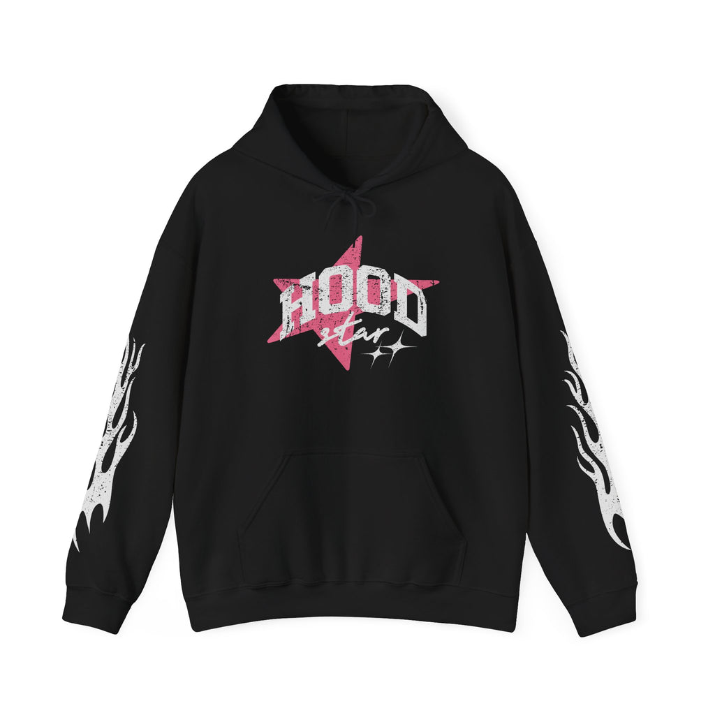 Hoodie — "Hood Star" Flame Sleeve Hoodie (Grind Focus Vision)