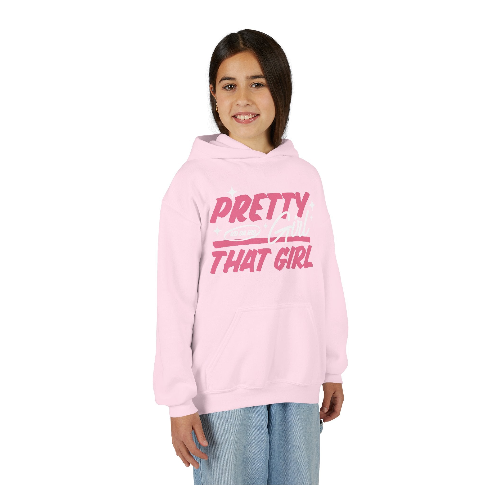Youth Pretty Girl That Girl Hoodie – Youth Pink Retro Graphic Sweatshirt