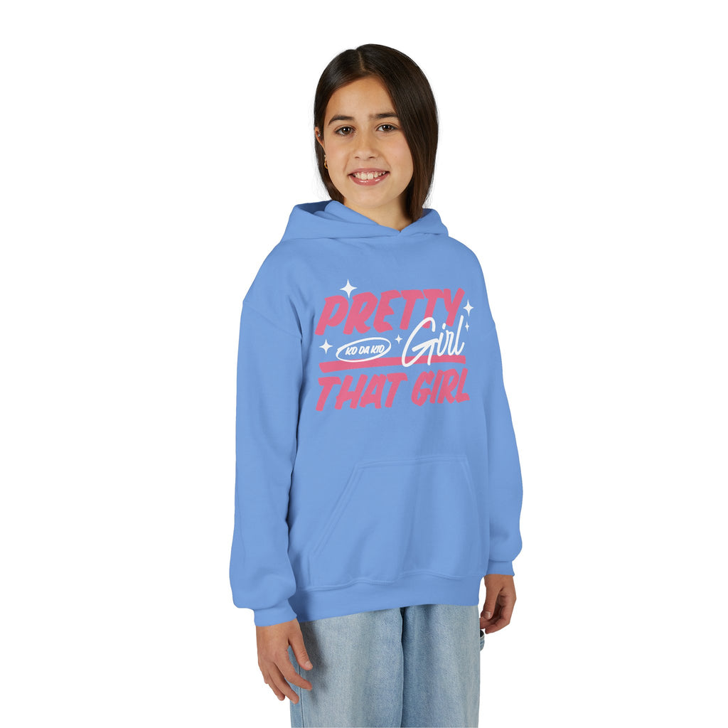 Youth Pretty Girl That Girl Hoodie – Youth Pink Retro Graphic Sweatshirt