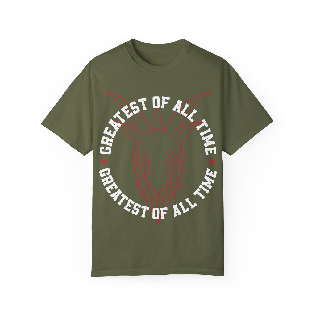 Unisex Garment-Dyed T-shirt - 'Greatest of All Time' Goat Design