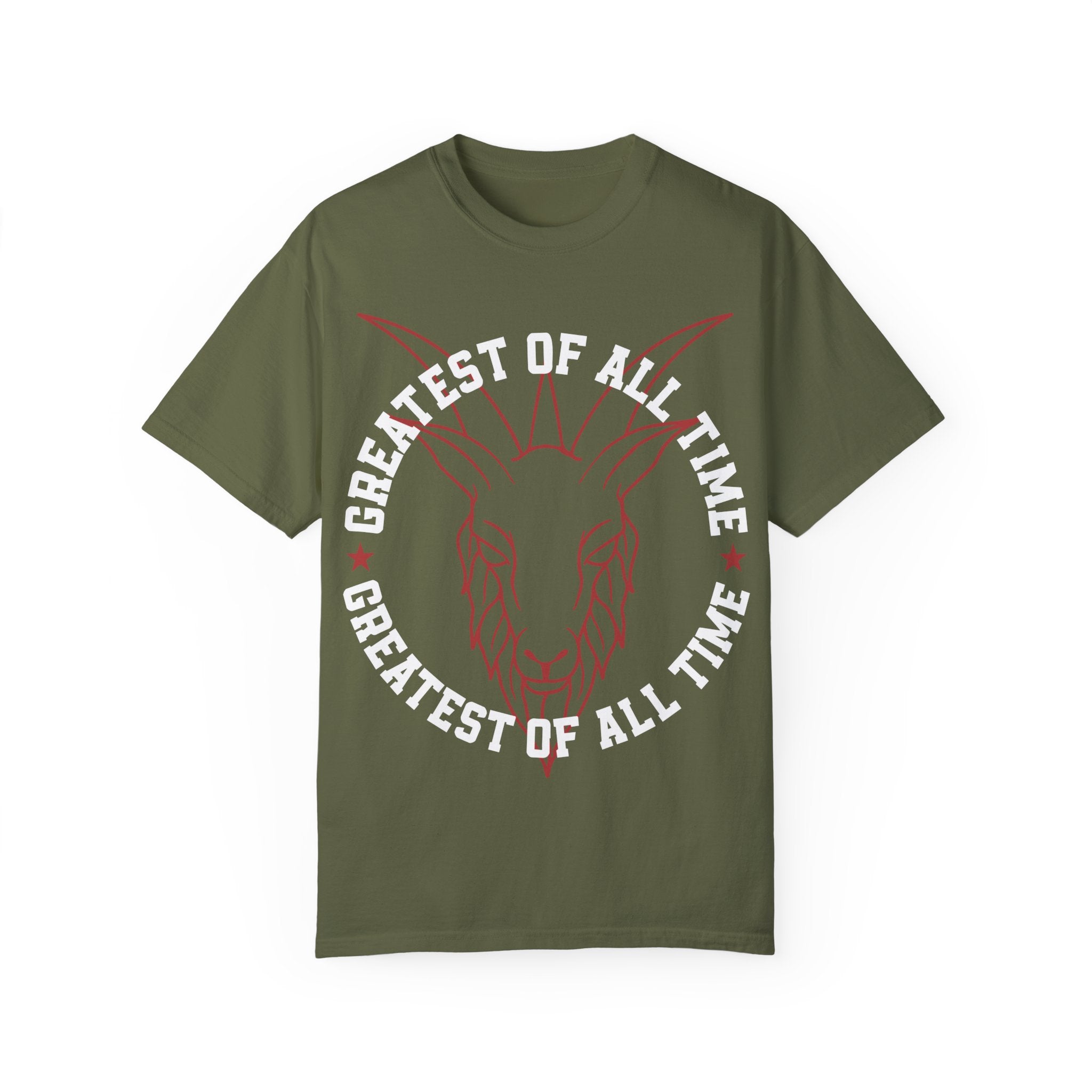 Unisex Garment-Dyed T-shirt - 'Greatest of All Time' Goat Design