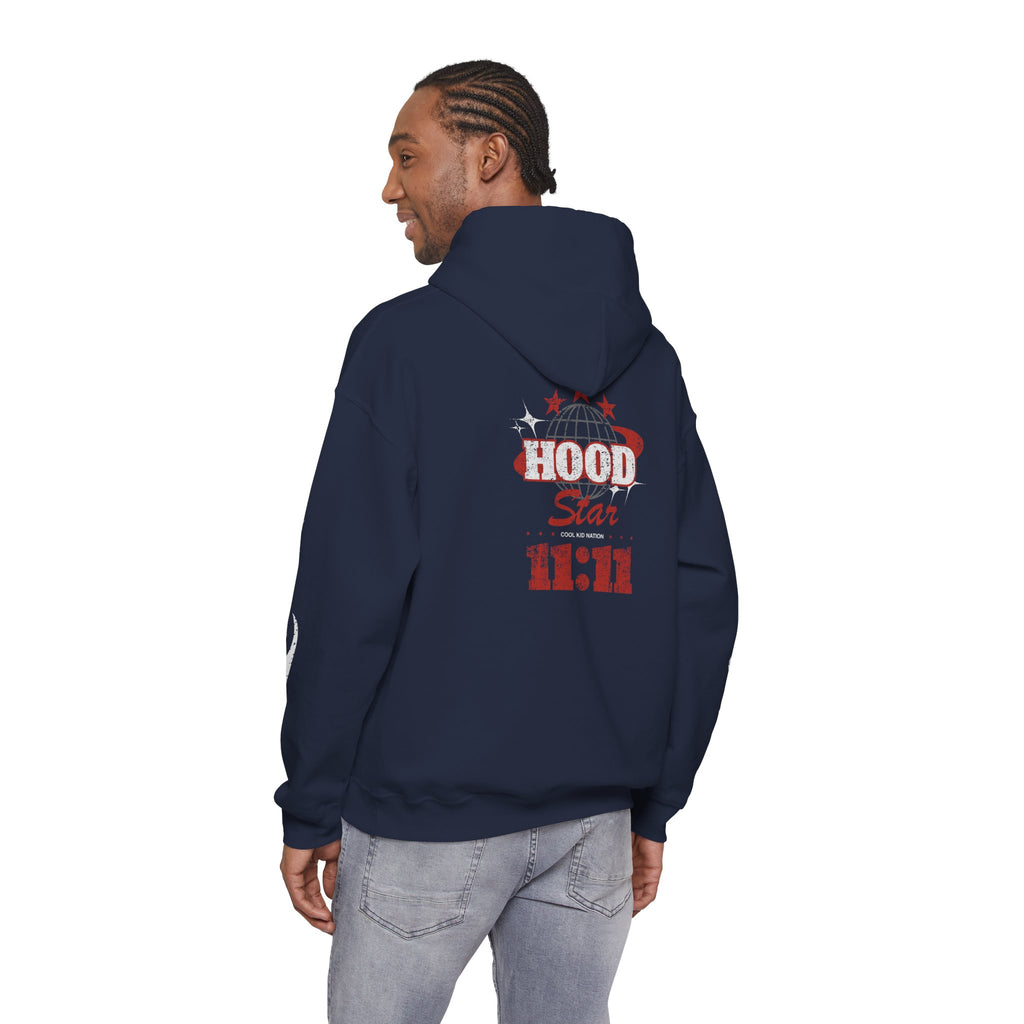 Hood Star Hoodie — Retro Globe Graphic Pullover