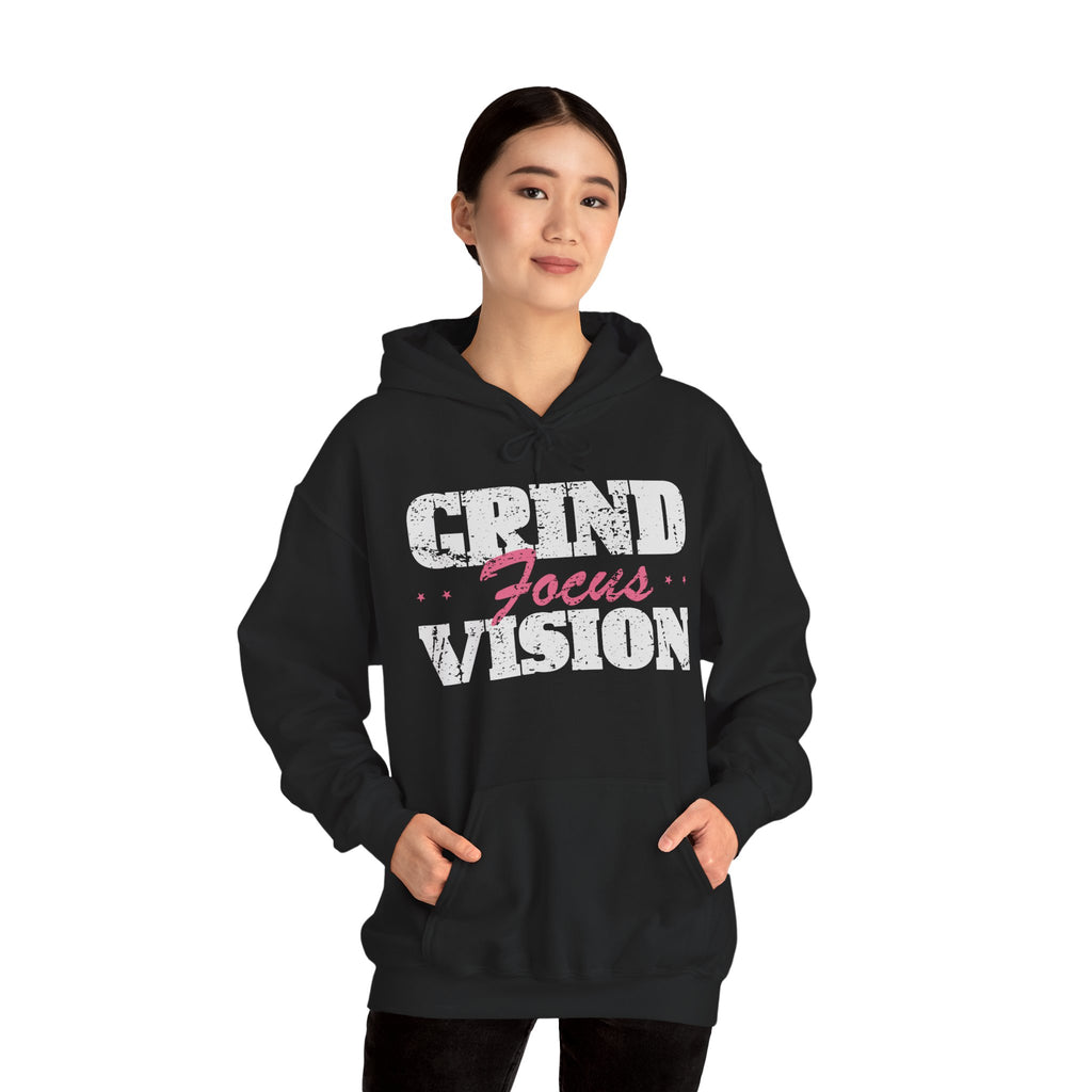 Pink Grind Focus Vision Hoodie — Motivational Gym & Hustle Pullover