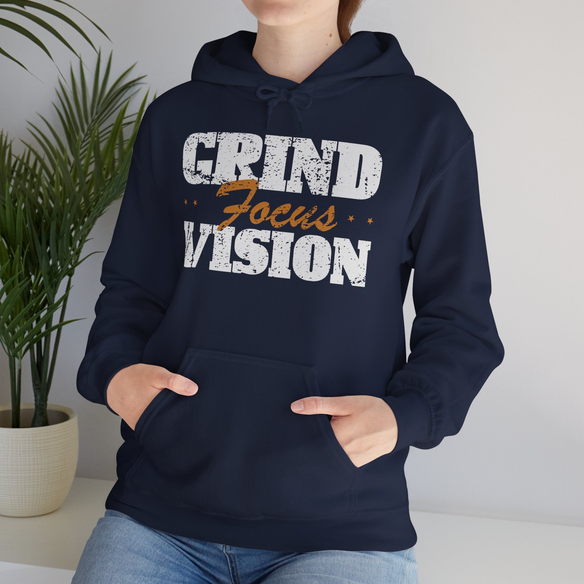 Gold Color Grind Focus Vision Hoodie — Motivational Gym & Hustle Pullover