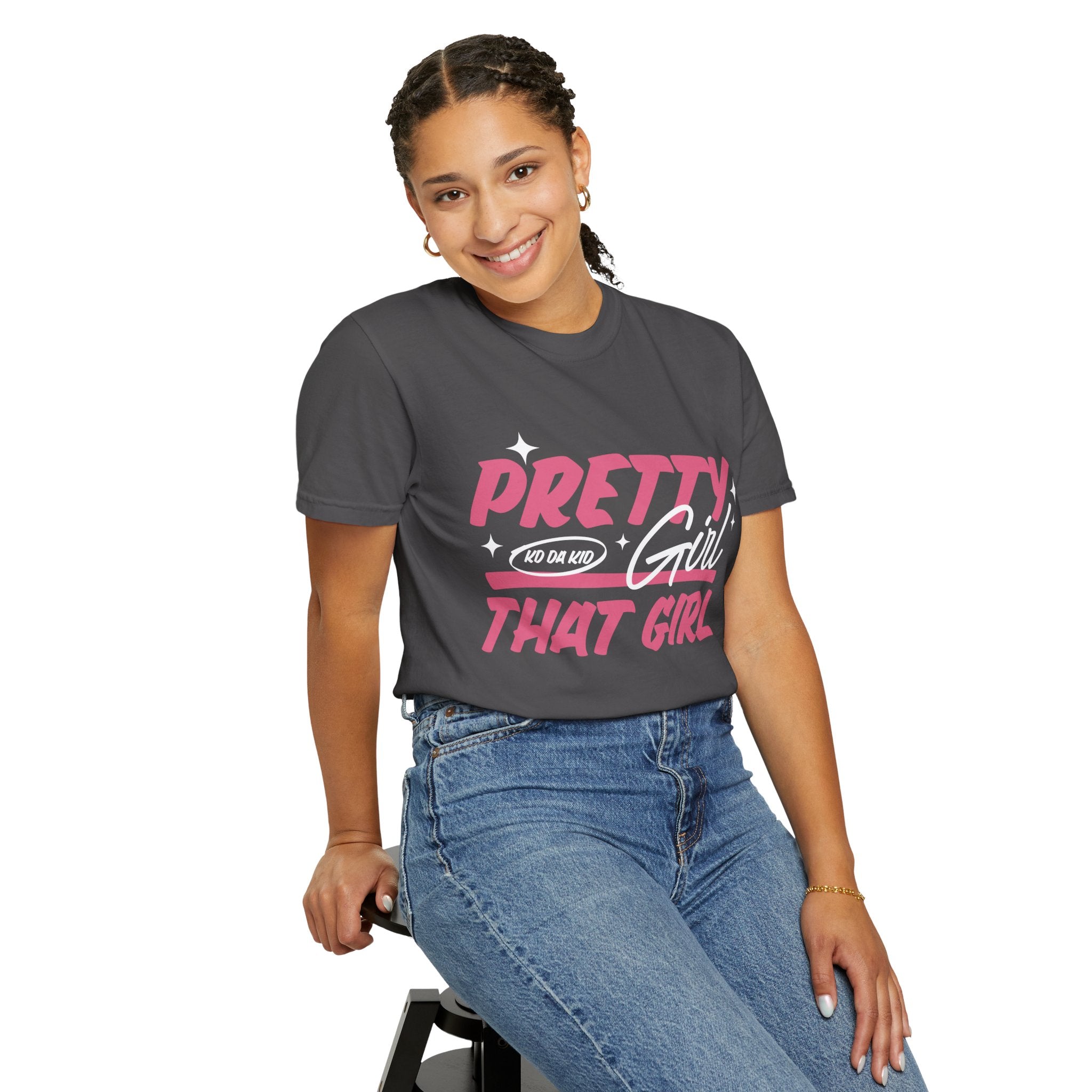 Pretty Girl That Girl T-Shirt – Retro Pink & Orange Graphic Tee
