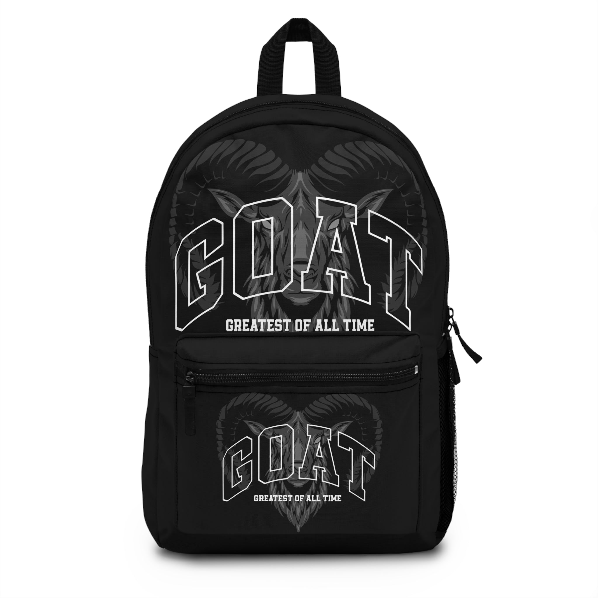 GOAT Graphic Backpack - Greatest of All Time - Trendy Black Backpack for Sports and Daily Use