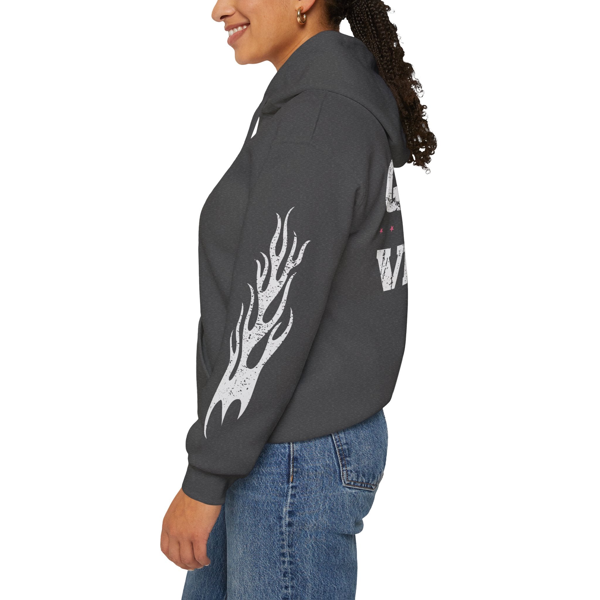 Hoodie — "Hood Star" Flame Sleeve Hoodie (Grind Focus Vision)