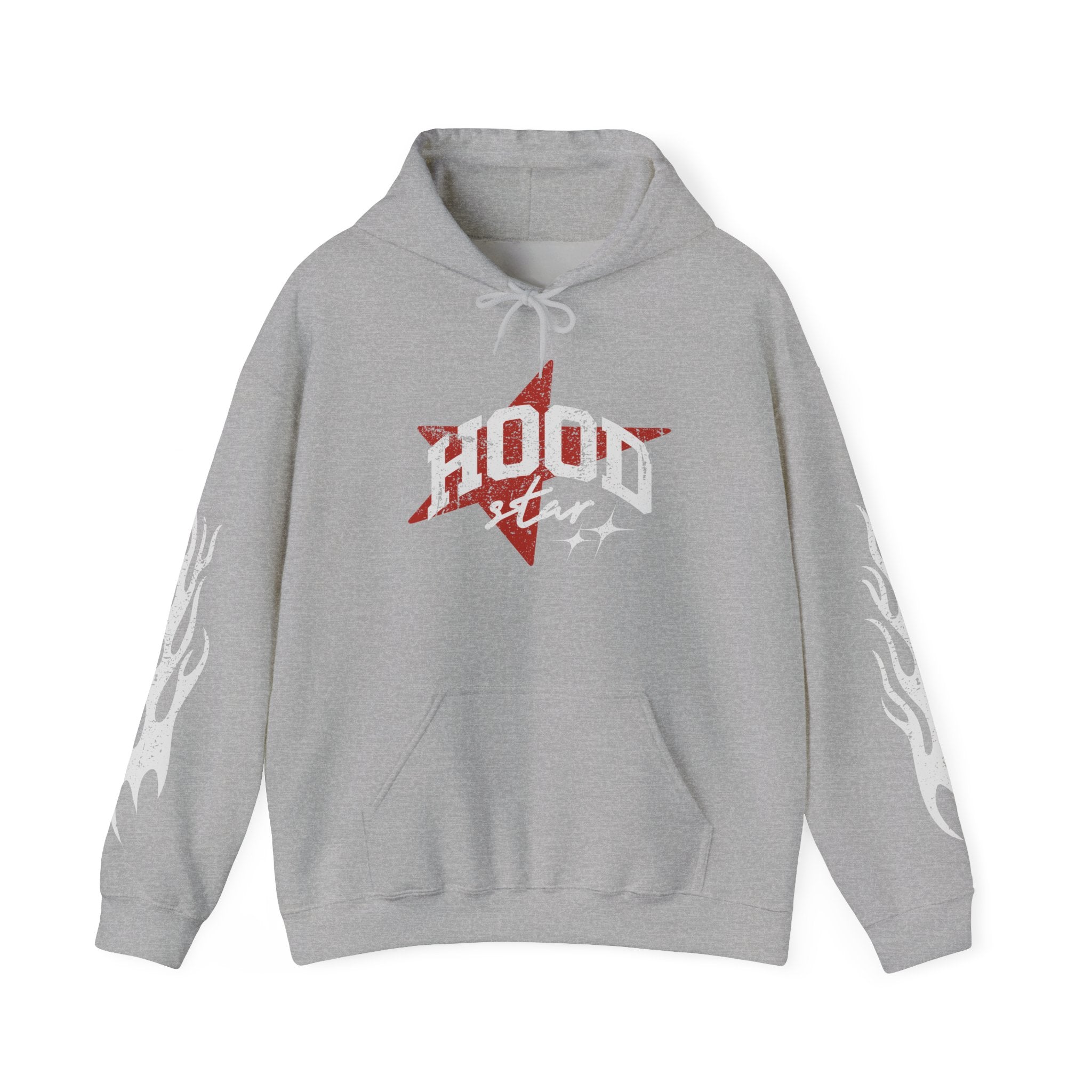 Hoodie — 'Hood Star' Flame Sleeve Hoodie | Grind Focus Vision Graphic Pullover
