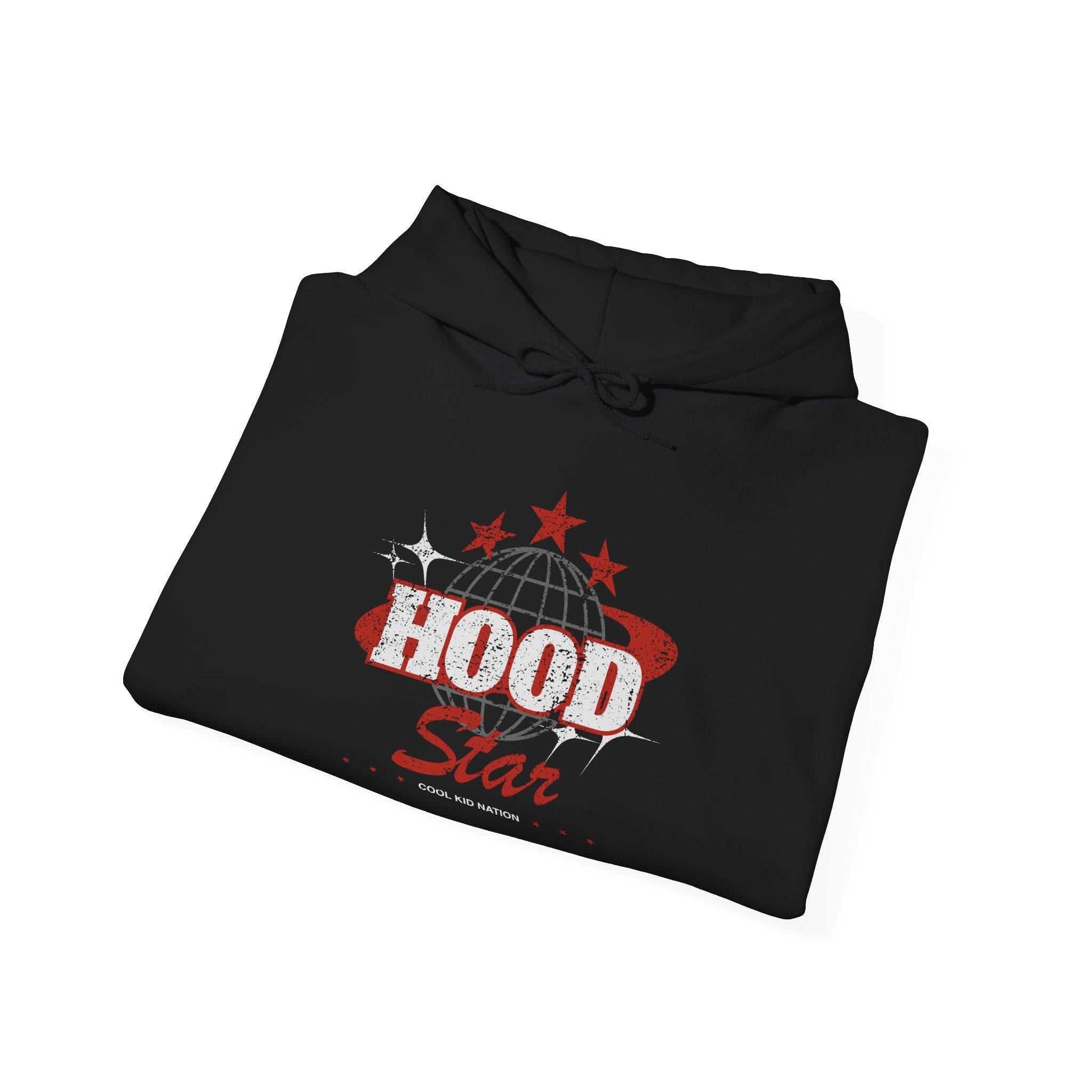 Hood Star Hoodie — Retro Globe Graphic Pullover