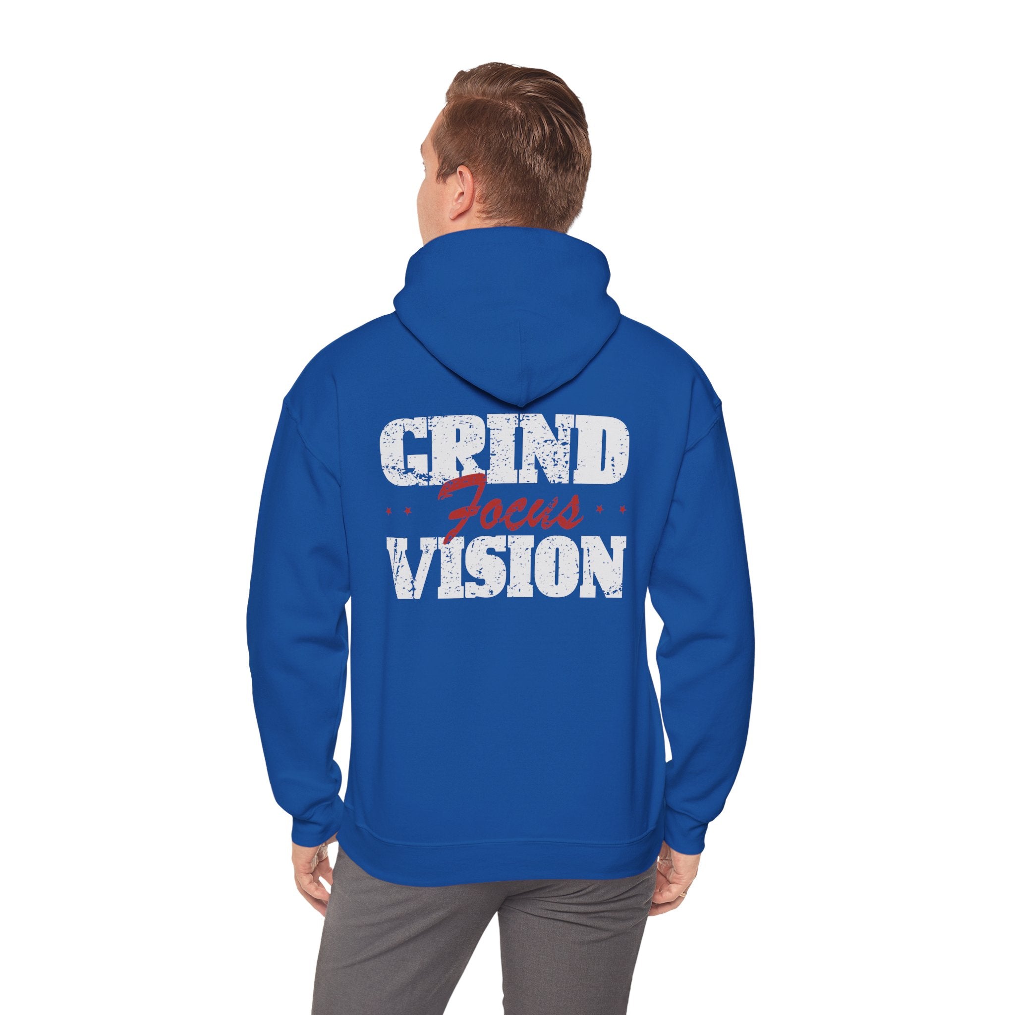 Red Grind Focus Vision Hoodie — Motivational Workout & Streetwear Pullover