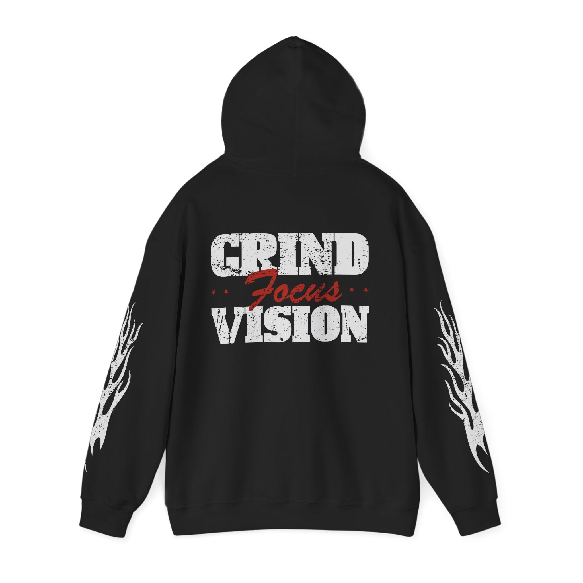 Hoodie — 'Hood Star' Flame Sleeve Hoodie | Grind Focus Vision Graphic Pullover