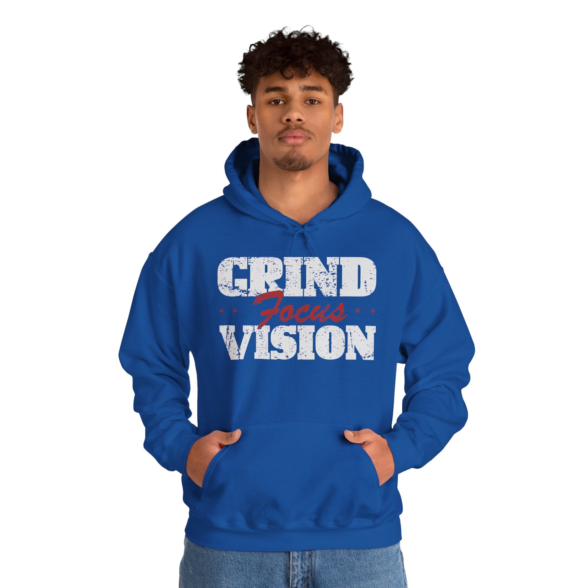 Red Grind Focus Vision Hoodie — Motivational Workout & Streetwear Pullover