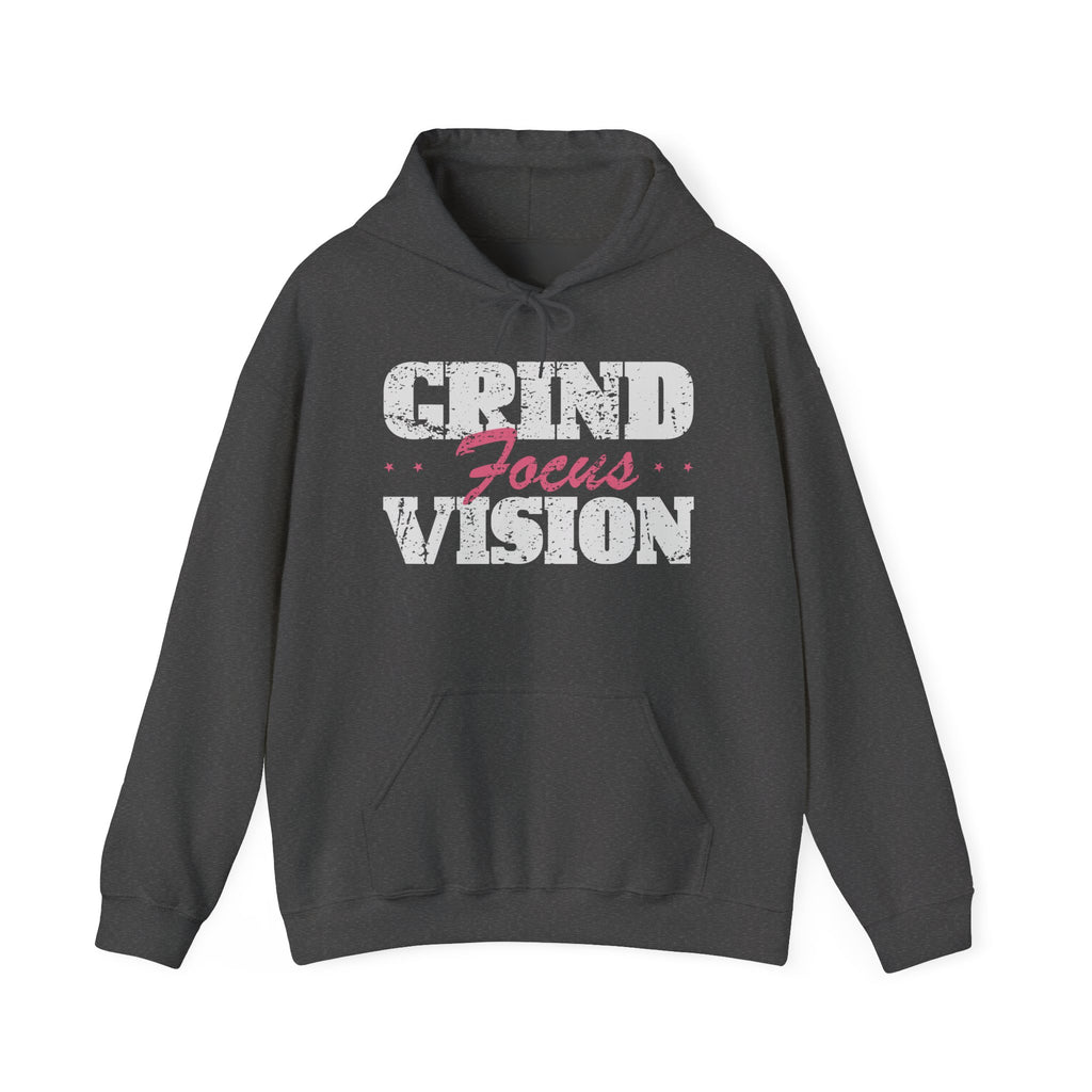 Pink Grind Focus Vision Hoodie — Motivational Gym & Hustle Pullover