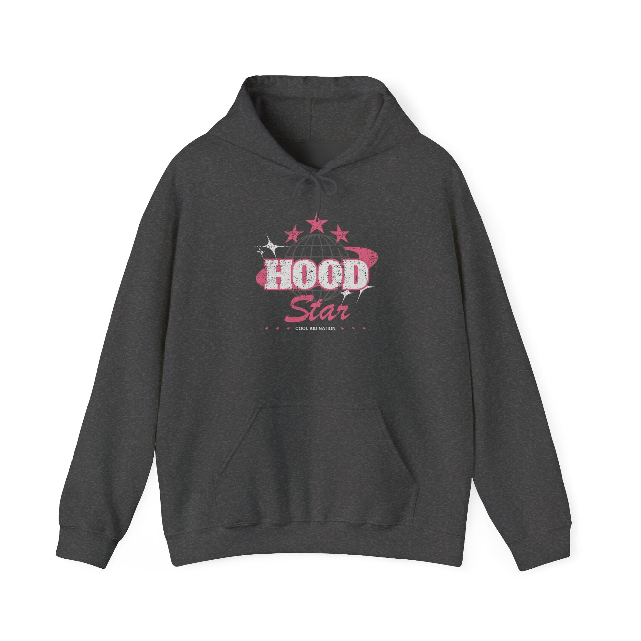 Hood Star Hoodie — Pink Retro Graphic Pullover (Front & Back 11:11 Design)