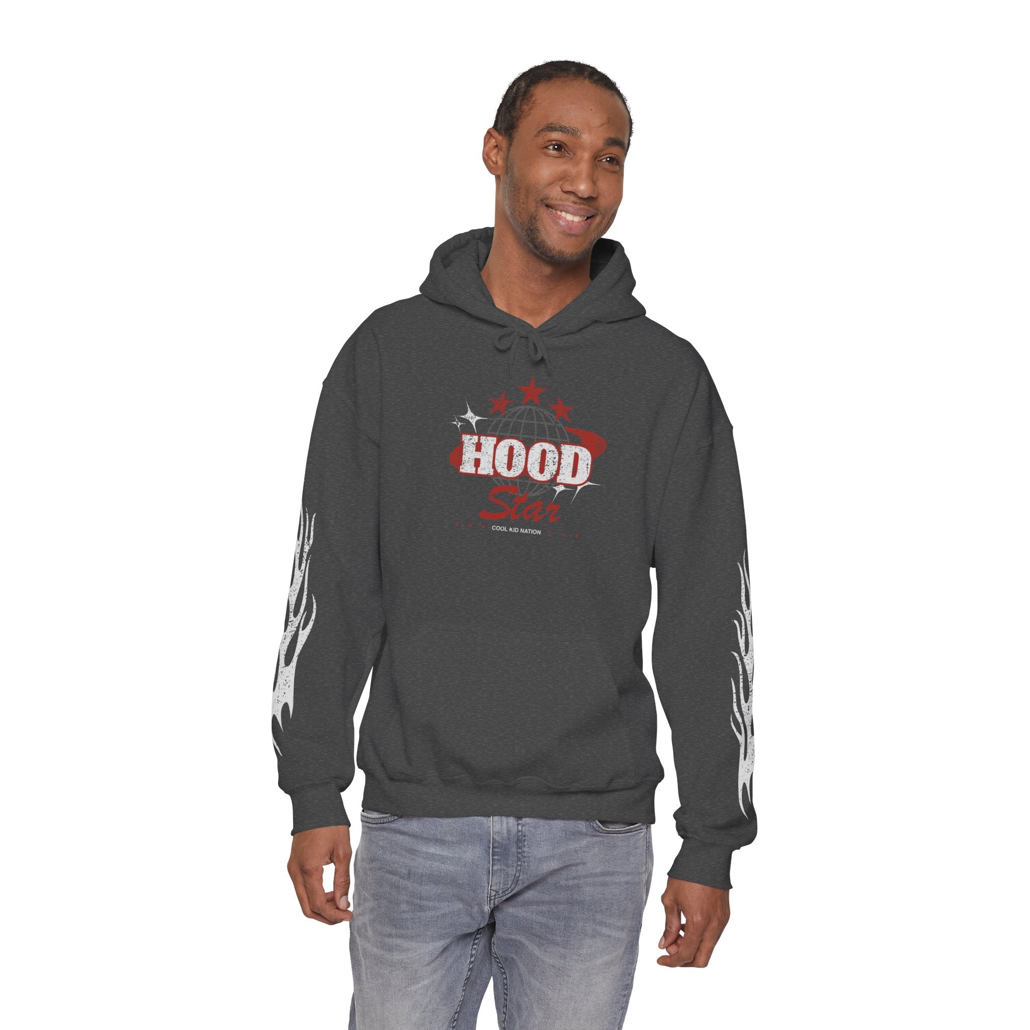 Hood Star Hoodie — Retro Globe Graphic Pullover