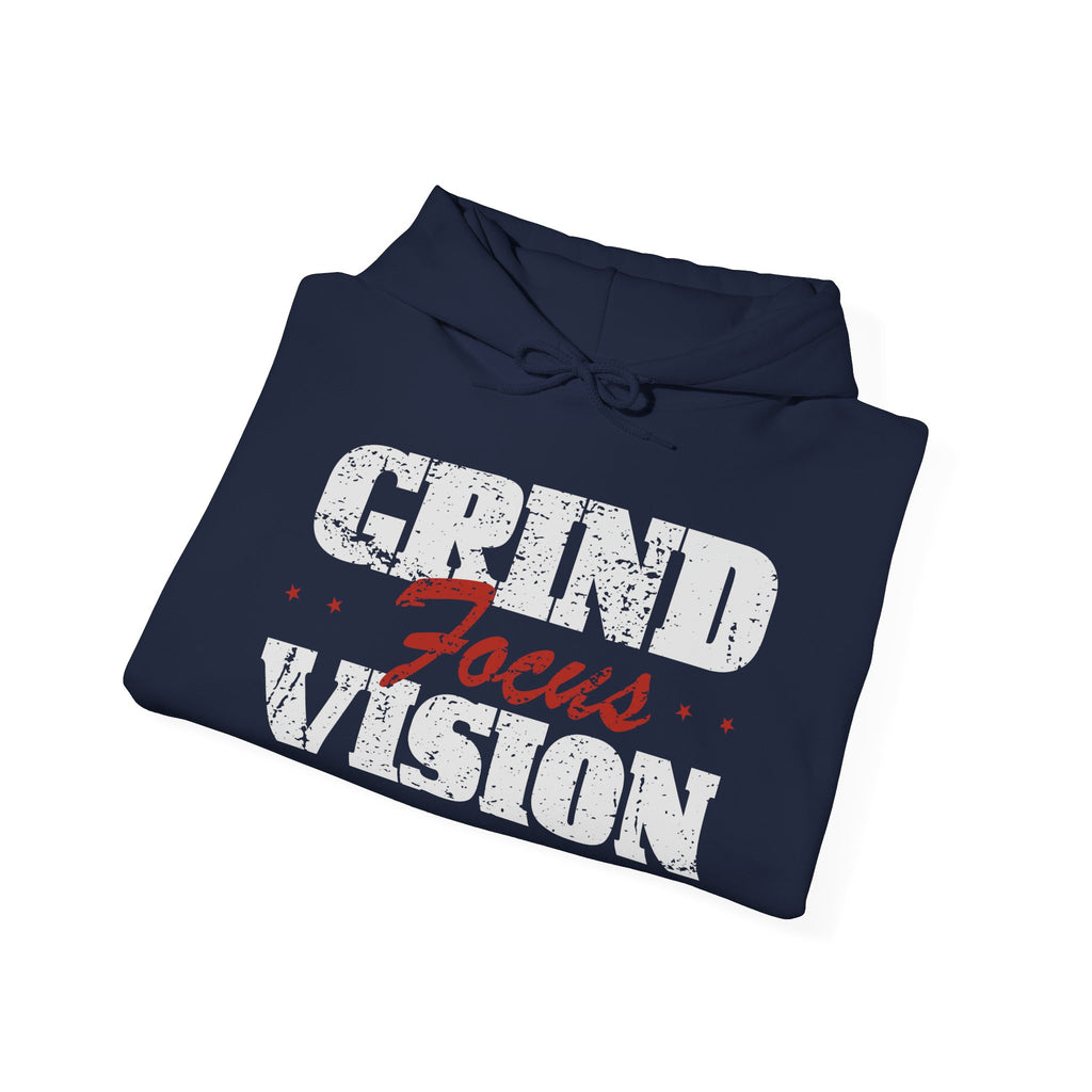 Red Grind Focus Vision Hoodie — Motivational Workout & Streetwear Pullover