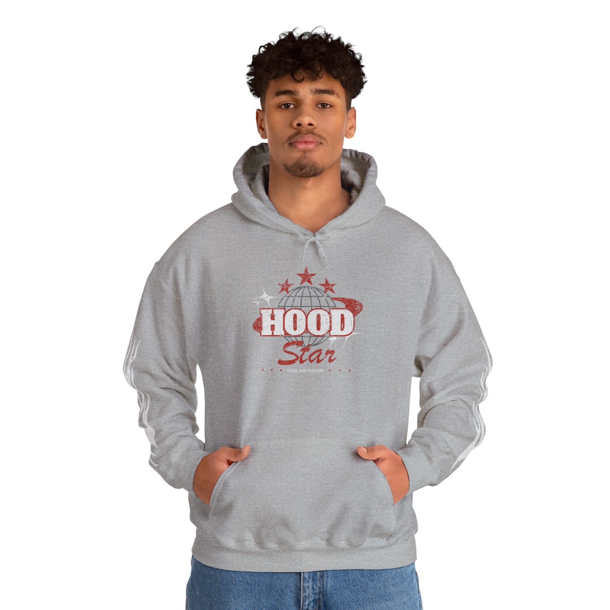 Hood Star Hoodie — Retro Globe Graphic Pullover