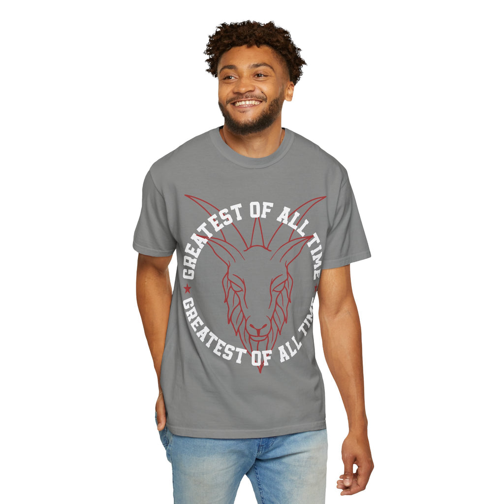 Unisex Garment-Dyed T-shirt - 'Greatest of All Time' Goat Design