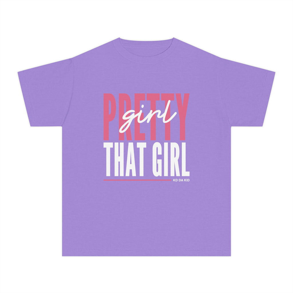 Pretty Girl That Girl Youth Tee - Pastel Yellow Motivational Graphic Shirt