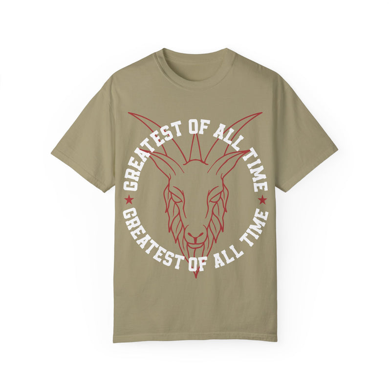 Unisex Garment-Dyed T-shirt - 'Greatest of All Time' Goat Design