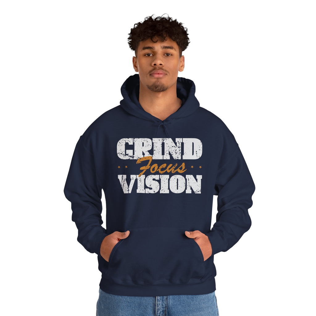 Gold Color Grind Focus Vision Hoodie — Motivational Gym & Hustle Pullover