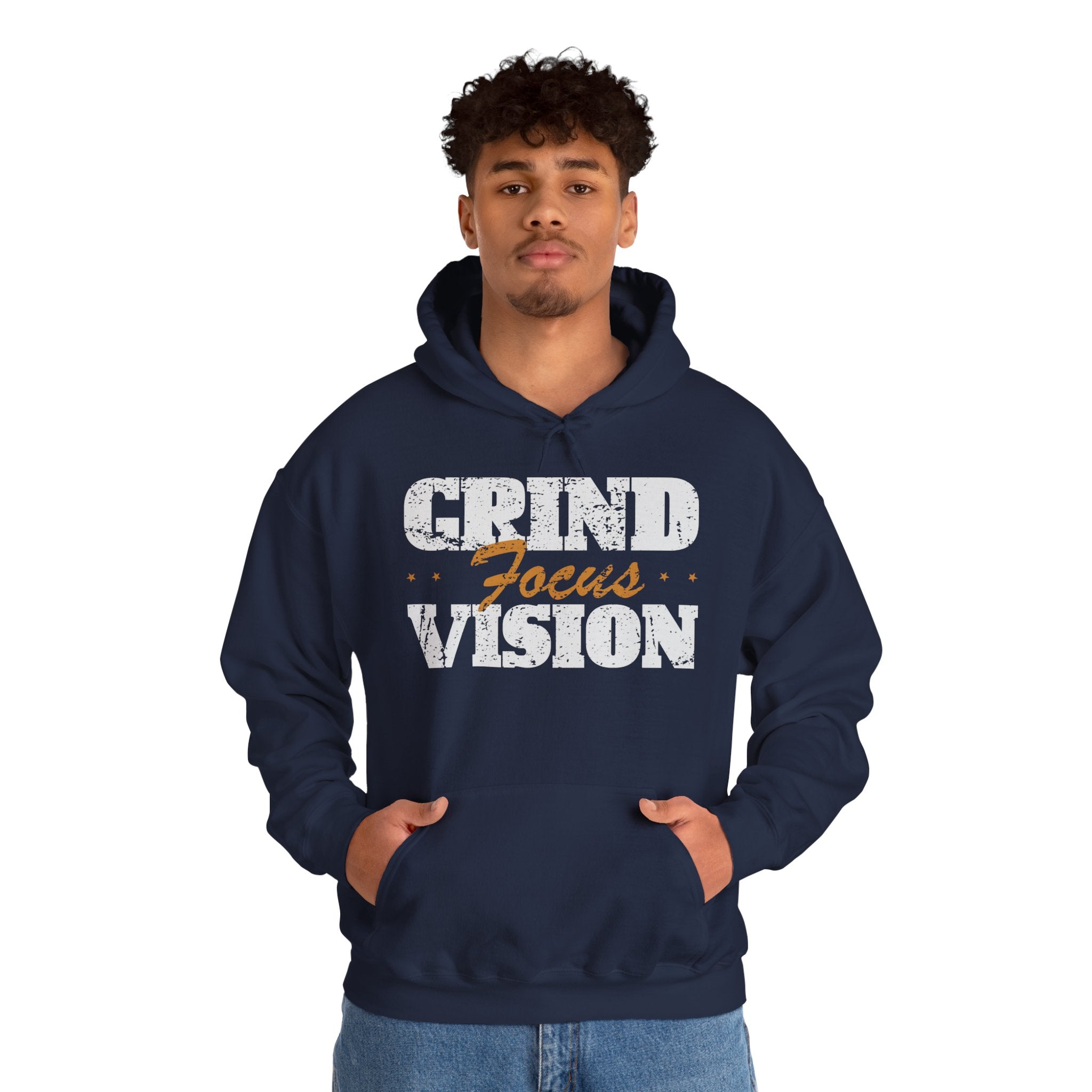 Gold Color Grind Focus Vision Hoodie — Motivational Gym & Hustle Pullover