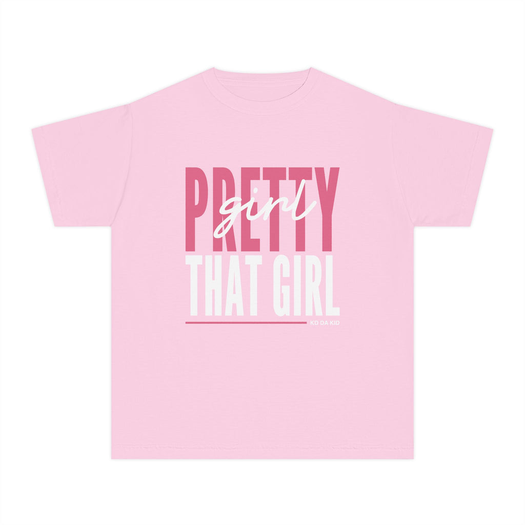Pretty Girl That Girl Youth Tee - Pastel Yellow Motivational Graphic Shirt