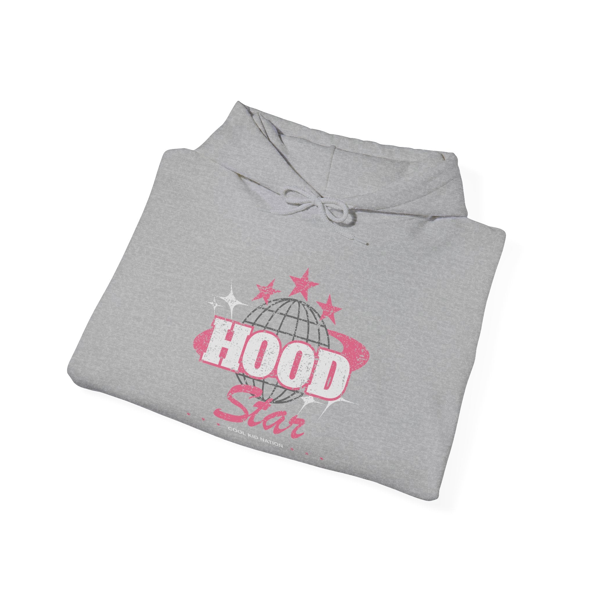 Hood Star Hoodie — Pink Retro Graphic Pullover (Front & Back 11:11 Design)