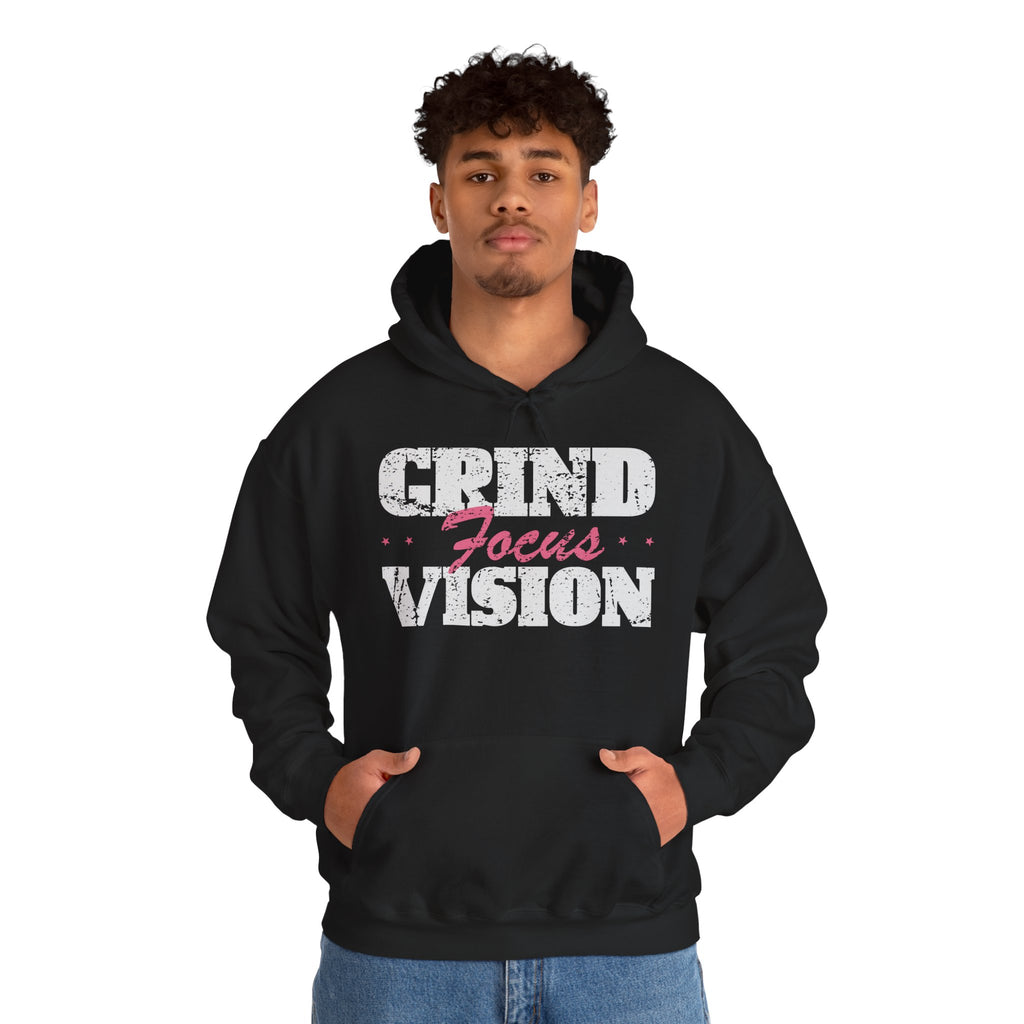 Pink Grind Focus Vision Hoodie — Motivational Gym & Hustle Pullover