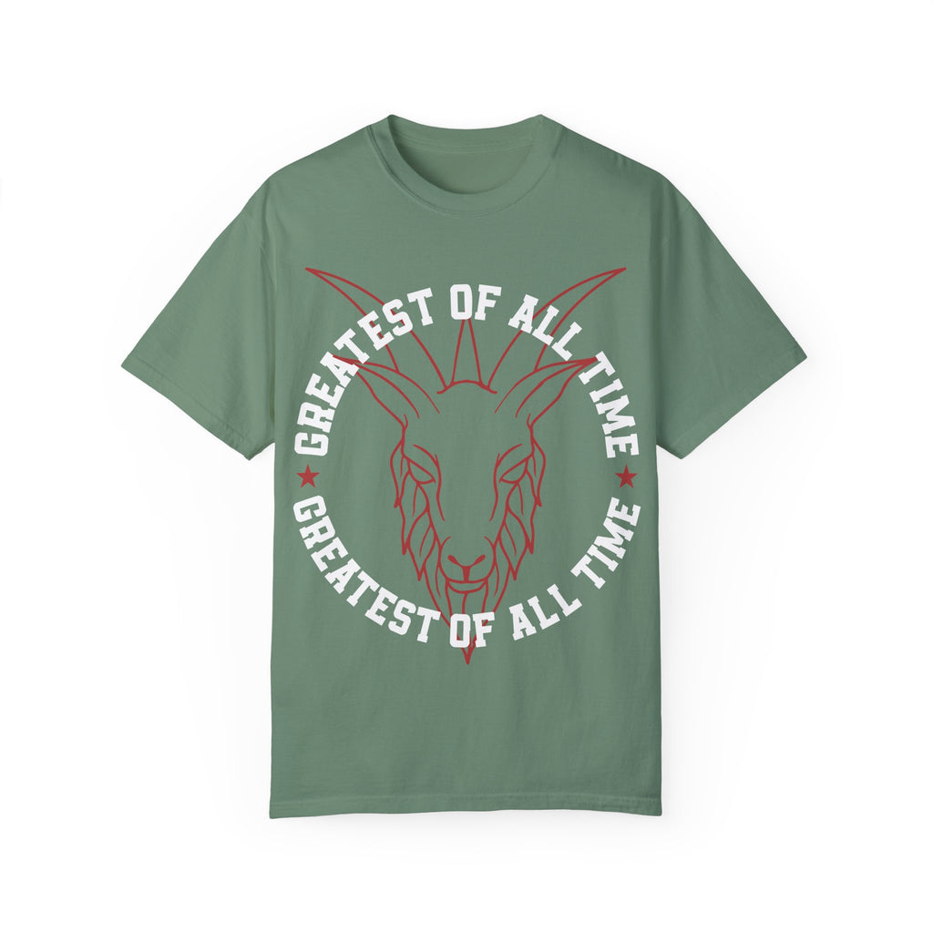 Unisex Garment-Dyed T-shirt - 'Greatest of All Time' Goat Design