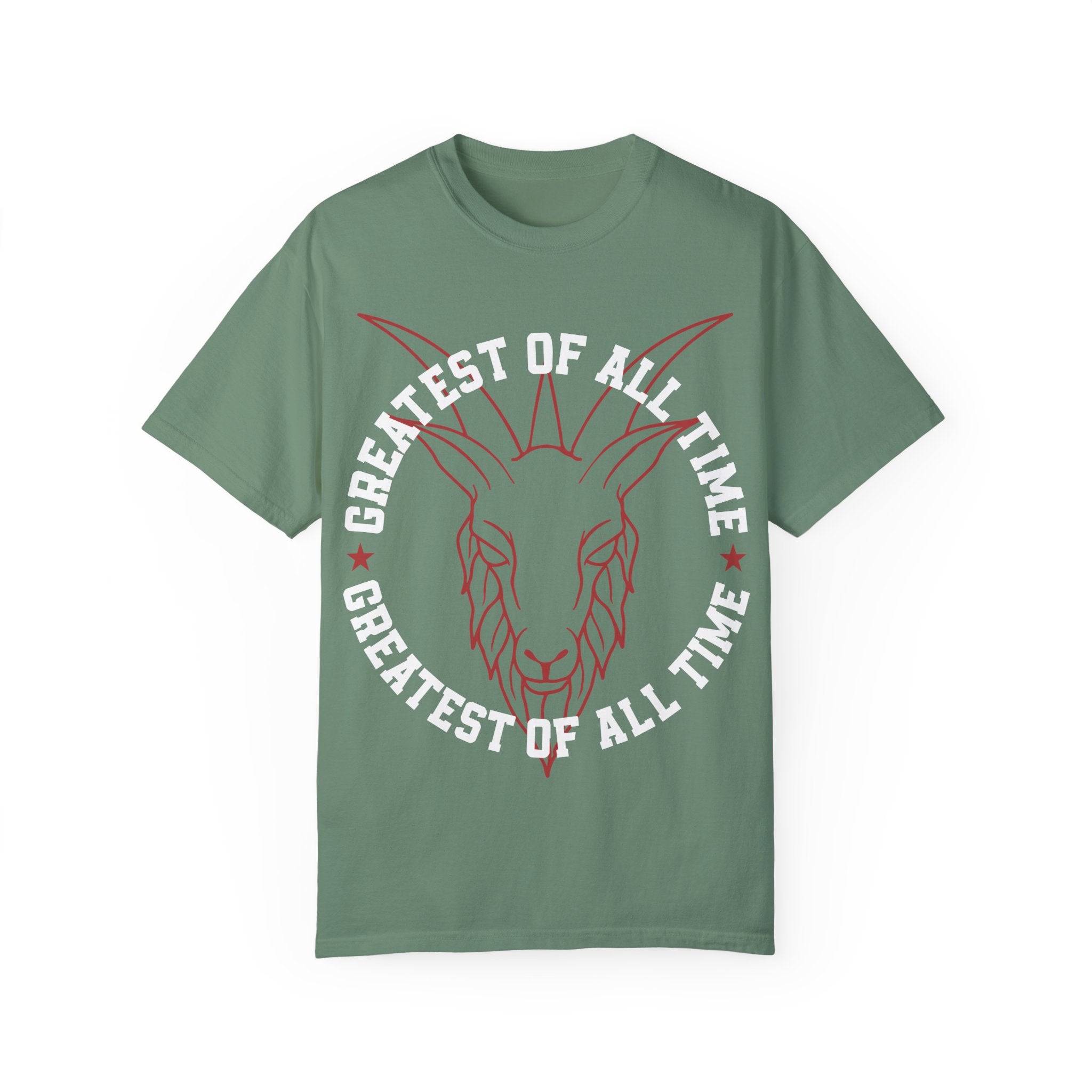 Unisex Garment-Dyed T-shirt - 'Greatest of All Time' Goat Design