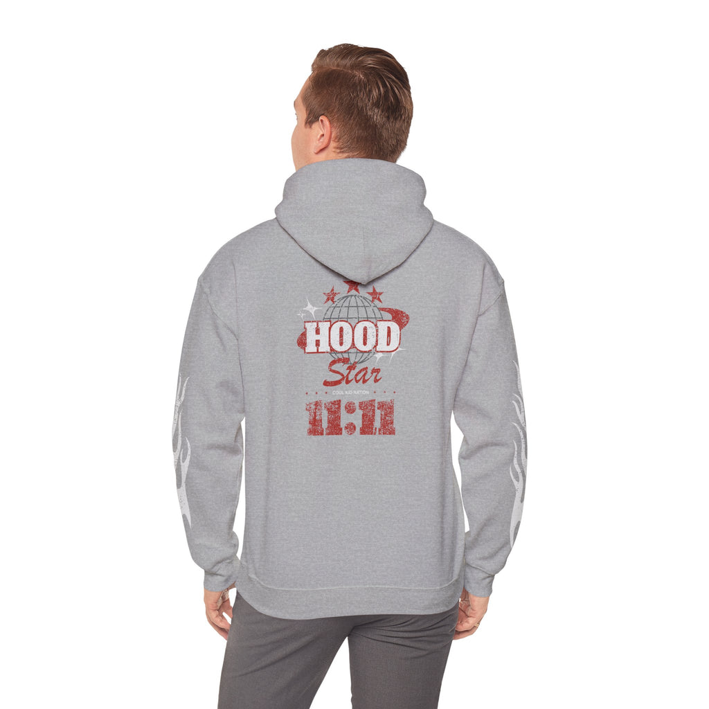 Hood Star Hoodie – Retro Flame Sleeve Streetwear Pullover
