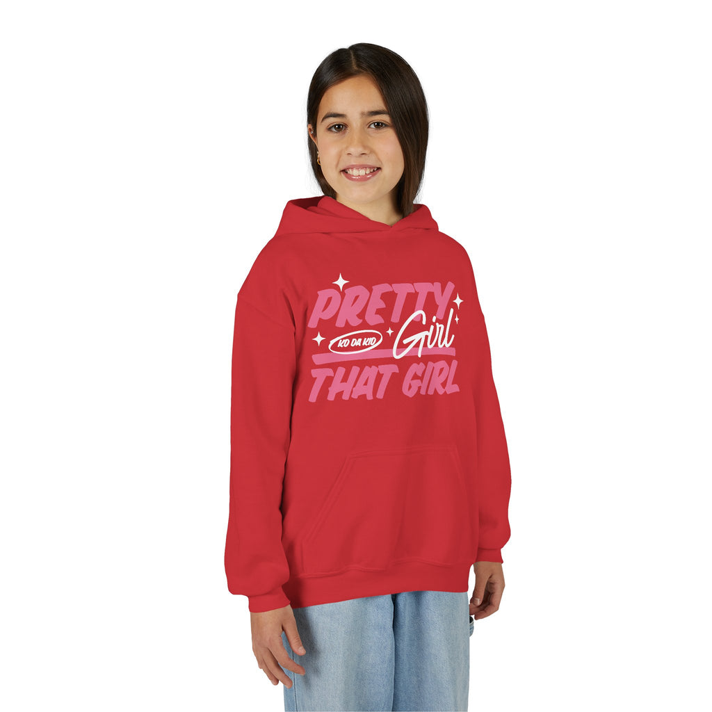 Youth Pretty Girl That Girl Hoodie – Youth Pink Retro Graphic Sweatshirt