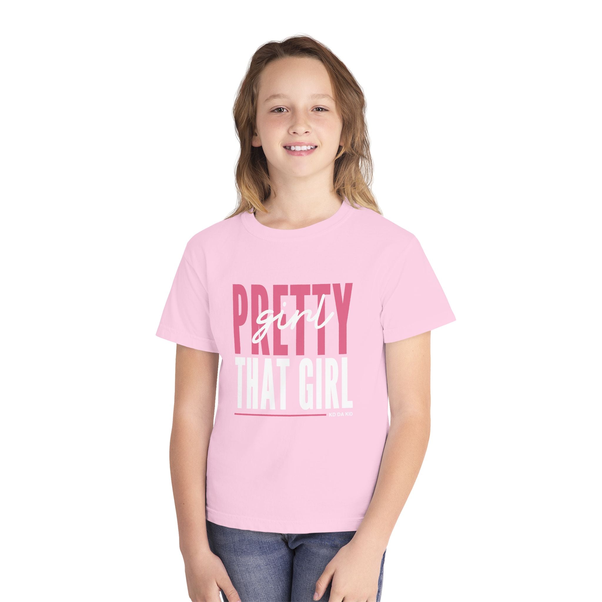 Pretty Girl That Girl Youth Tee - Pastel Yellow Motivational Graphic Shirt