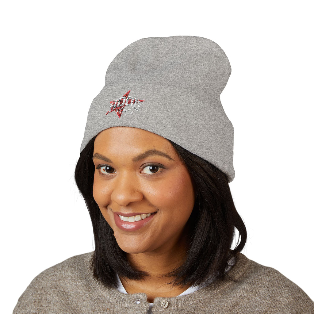 Red Embroidered 'Hood Star" Cuffed Beanie — Fun Knit Hat