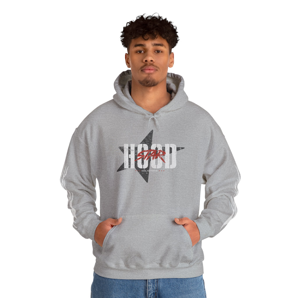 Hooded Sweatshirt — 'Grind Focus Vision' Black Hoodie with Flame Sleeves
