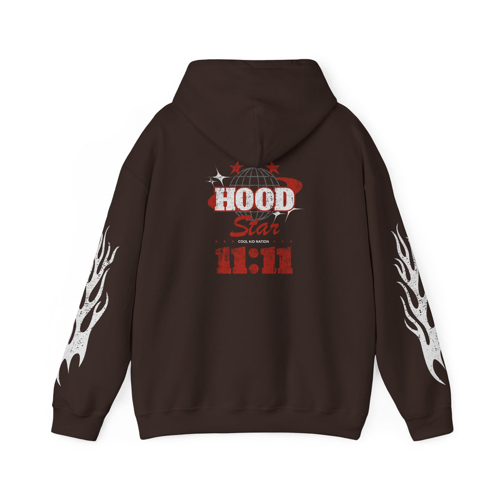 Hood Star Hoodie – Retro Flame Sleeve Streetwear Pullover